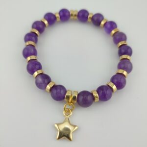 Bracelet Femme – Améthyste & doré or Fin 24k