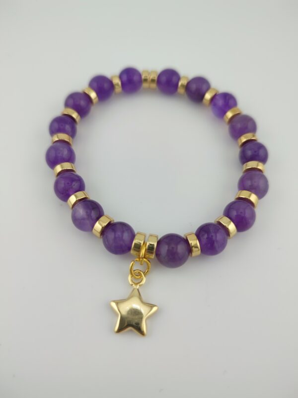 Bracelet Femme – Améthyste & doré or Fin 24k