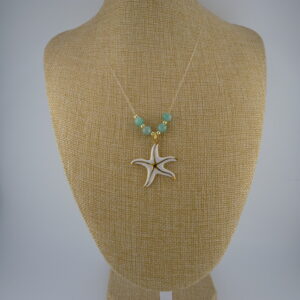 Collier étoile de mer-Amazonite & dorure or fin 24K