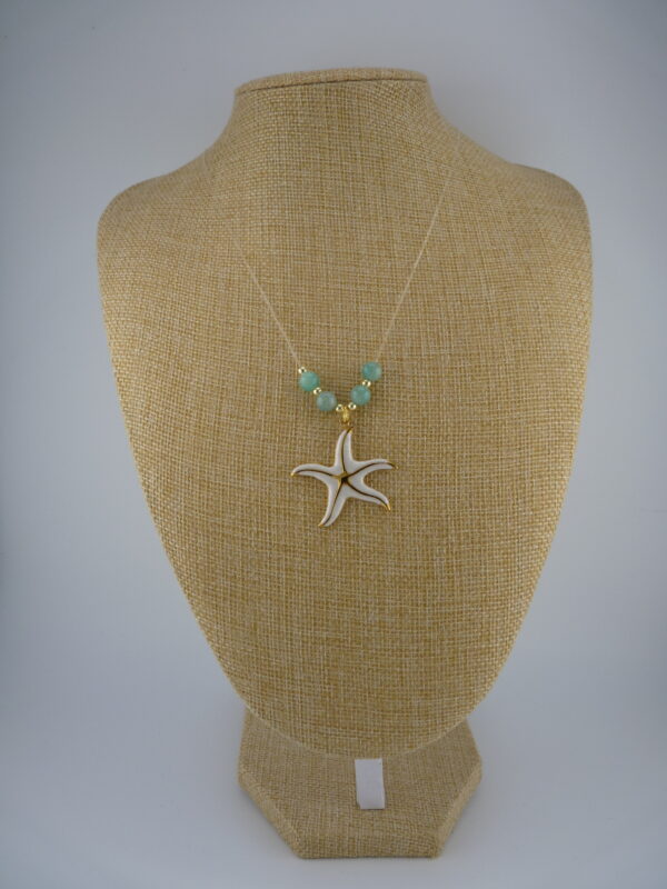 Collier étoile de mer-Amazonite & dorure or fin 24K