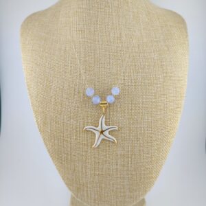 Collier Étoile de Mer – Calcédoine & Dorure Or Fin 24k